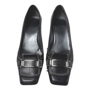 Cole Haan Black‎ Leather Square Toe Block Heel Pumps Womens Size 8.5 B